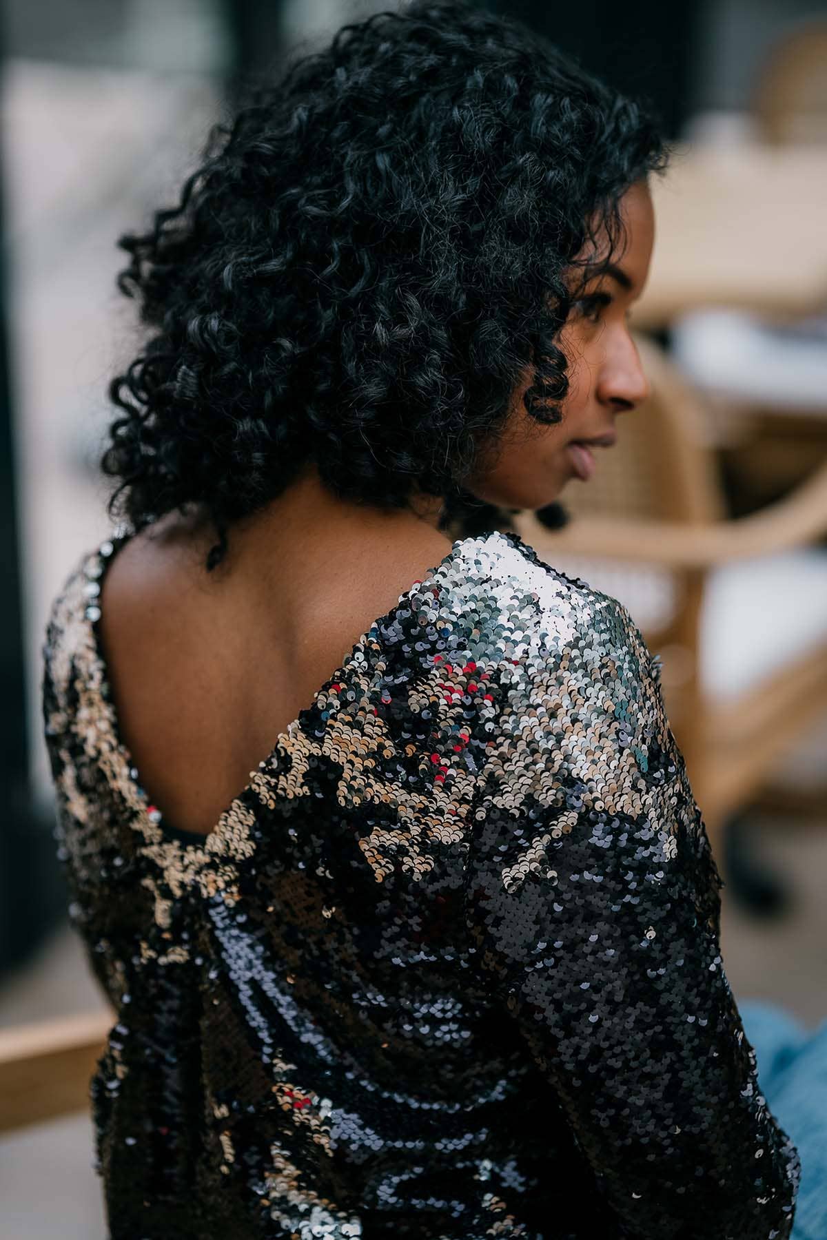 Black Night Fever Mama Sequin Nursing Top for wholesale on Faire5