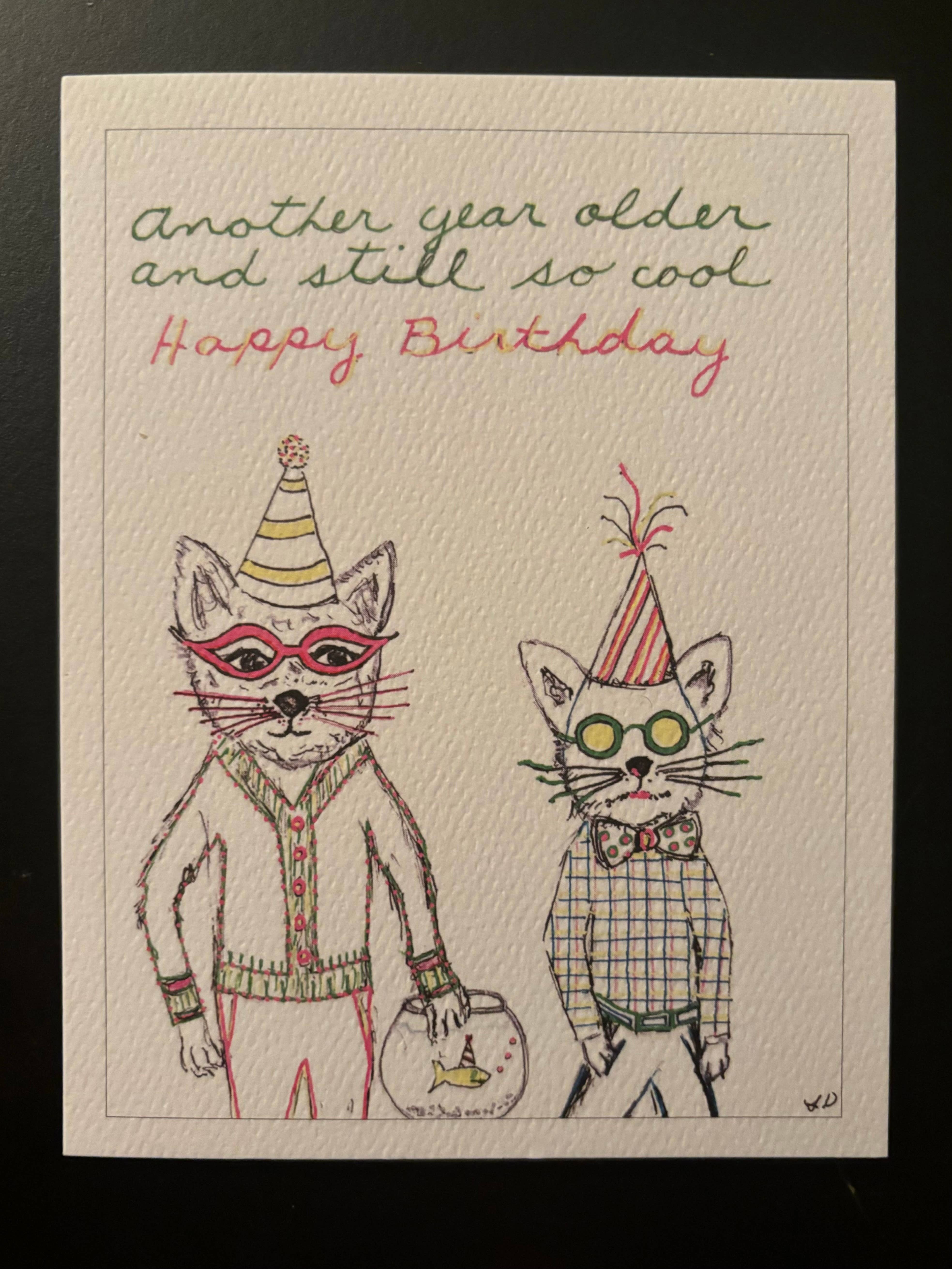 Bernie Street Studios - Wholesale Birthday Card - Still so cool happy birthday stylish cat card pet card1