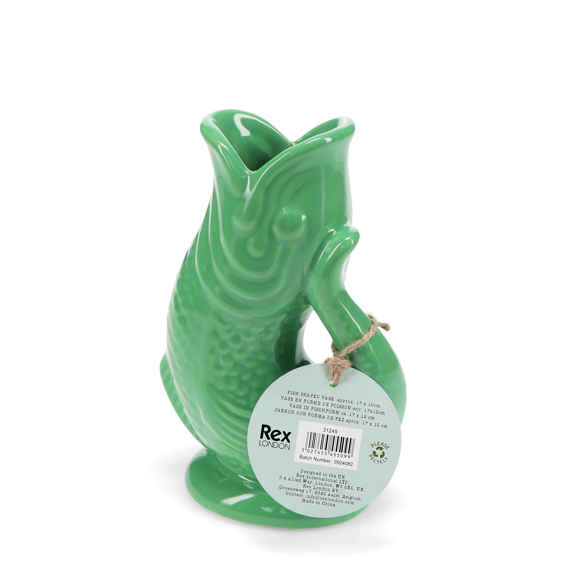 Rex B2B - UK - Wholesale Vase - Ceramic fish vase - Green2