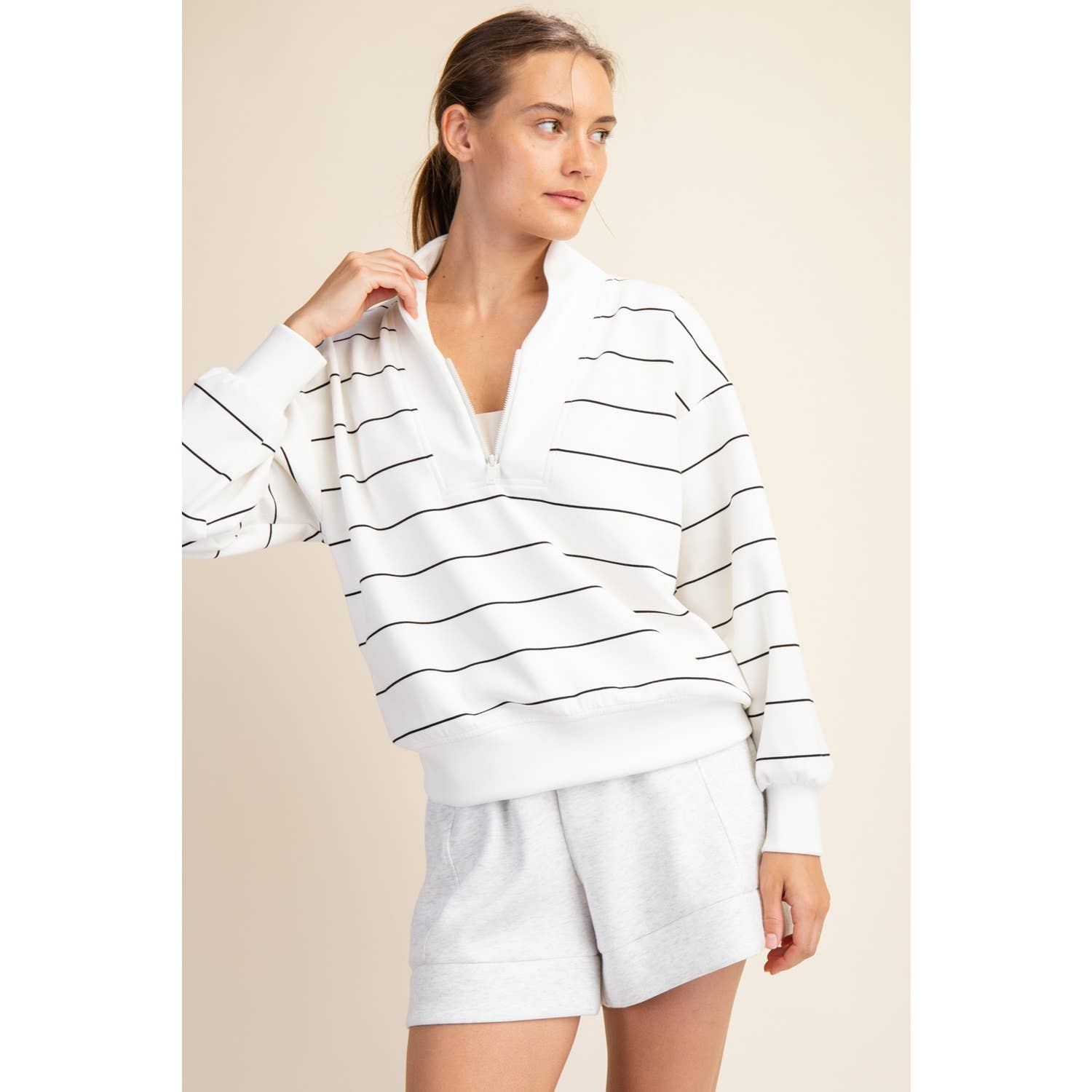 Rae Mode - Wholesale Jacket - Women's - MODAL SCUBA STRIPE V-NECK JACKET7