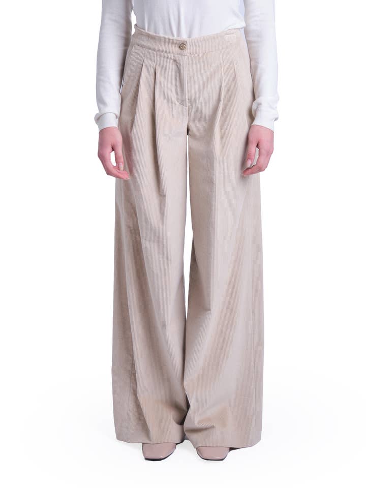 Ribbed velvet pants for wholesale by Manuela Conti