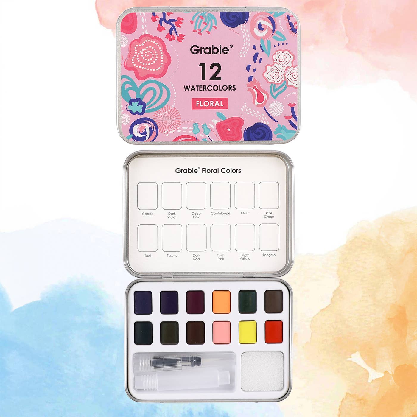 Grabie - Wholesale Watercolor Paint - Watercolor Pocket Set Of 12 With Brush - Floral Colors5