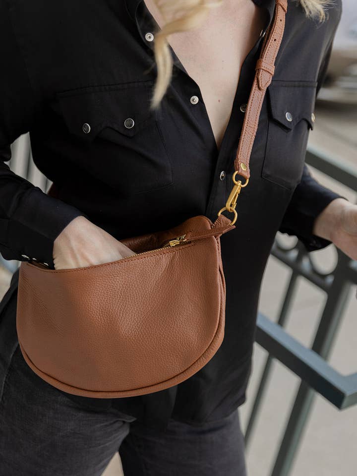 The Big Sling Bag, Cognac for wholesale by ABBY ALLEY