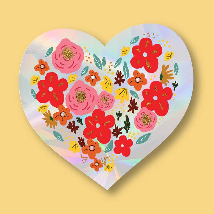 Floral Heart Suncatcher Window Sticker for wholesale by Pineberry Paper