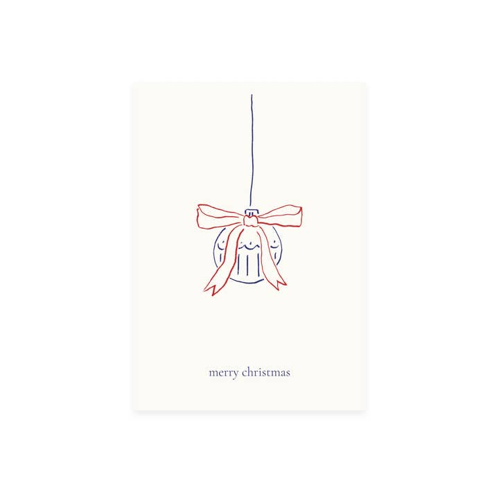 L'Atelier Samedi - Wholesale Christmas Card - Postcard 'merry christmas' Christmas bauble (Risograph)