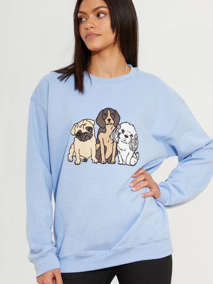DOGS BLUE SWEATSHIRT for wholesale by New Love Club