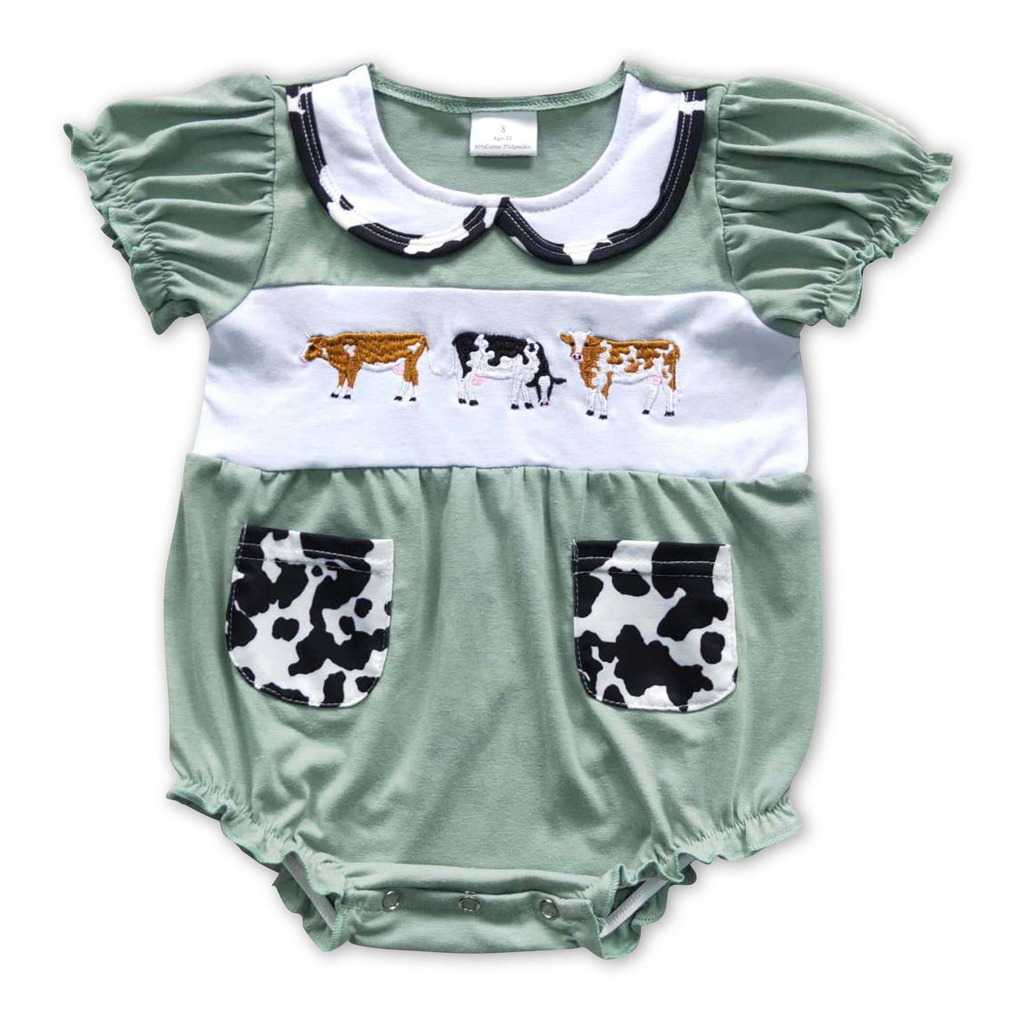 Yawoo Garments - Wholesale Bodysuit (Non-Footed) - Baby - Short sleeves cow print baby girls romper