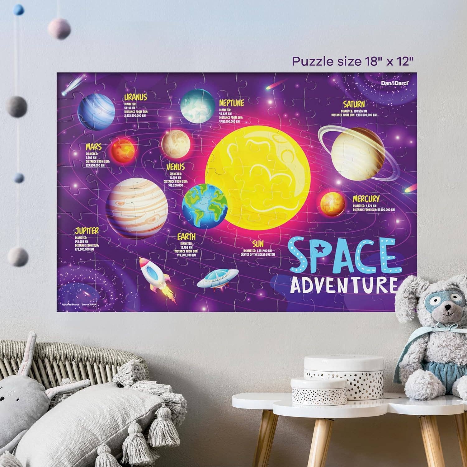 Dan&Darci - Wholesale Puzzle - Kids - Glow in The Dark 100 Piece Galaxy Jigsaw Puzzle for Kids1