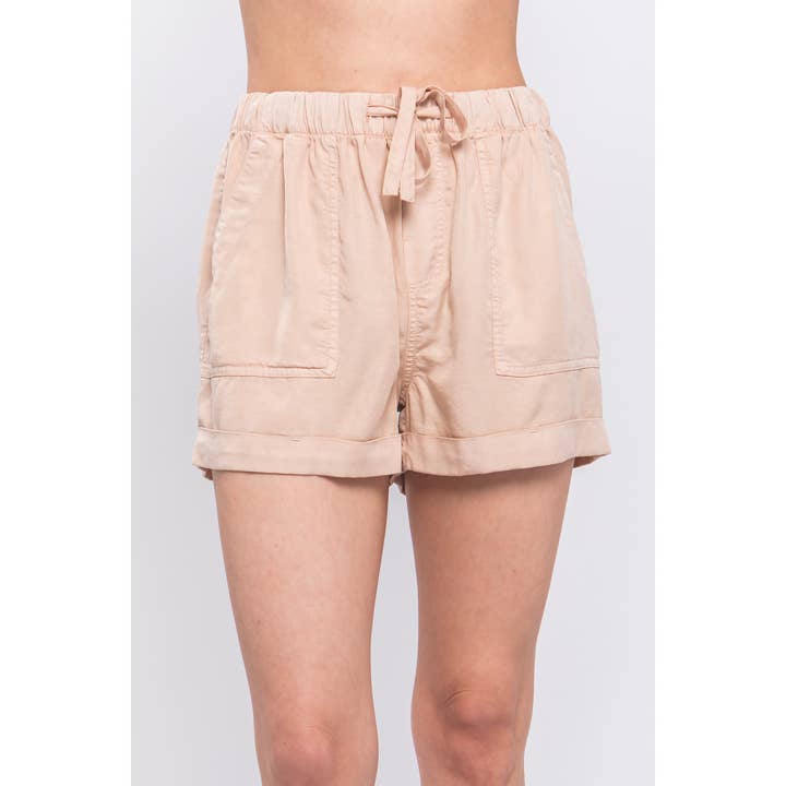 Paperdoll - Wholesale Shorts - Women's - Woven Solid Drawstring Shorts