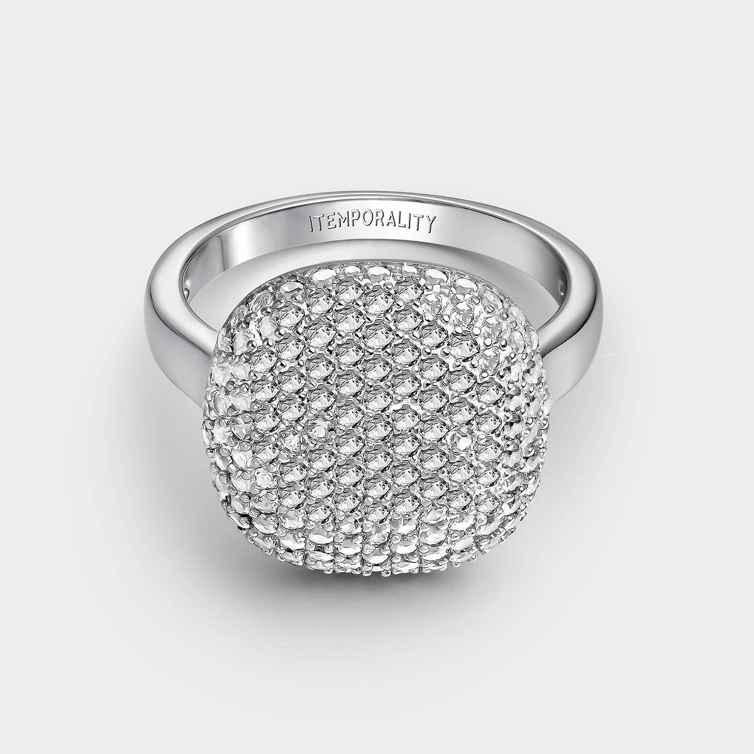 Itemporality - Vendita all'ingrosso Anelli multipietra - Anello in argento pavé di zirconi motivo quadrato3