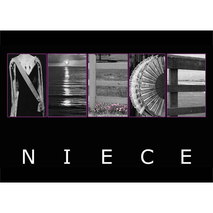 NIECE_01 Hilsen Kort med alfabetfotografi for engroshandel hos PhotoWord Art