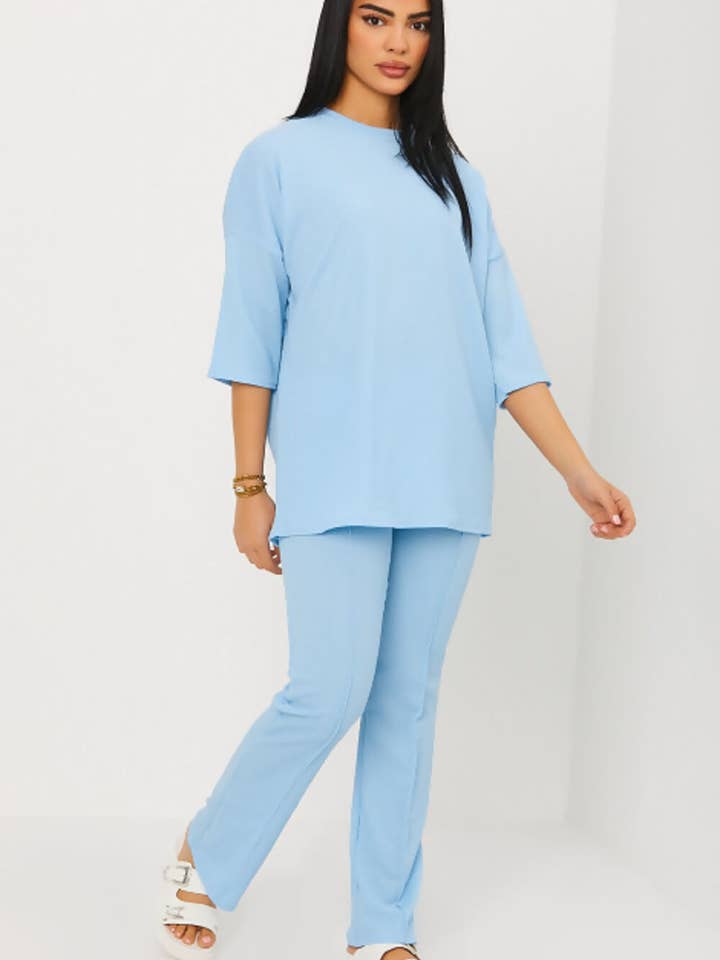 Mixed Colours CHEESECLOTH PATTERN T-SHIRT AND TROUSER CO-ORD SET for wholesale on Faire1