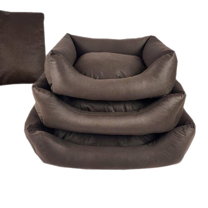 3 Pcs Brown Suede Dog Bed Plain Colour for wholesale by Amomi