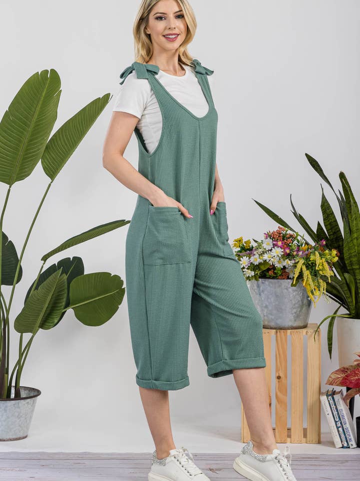 Celeste Clothing – Engroshandel Jumpsuit - Dame – CASUAL RIB CAPRI JUMPSUIT MED LOMMER -CP3387312