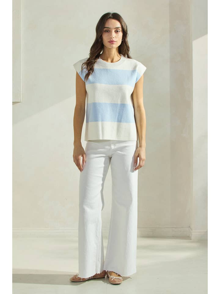 Able - Wholesale Knit Top - Women's - Striped Sleeveless Knit Top