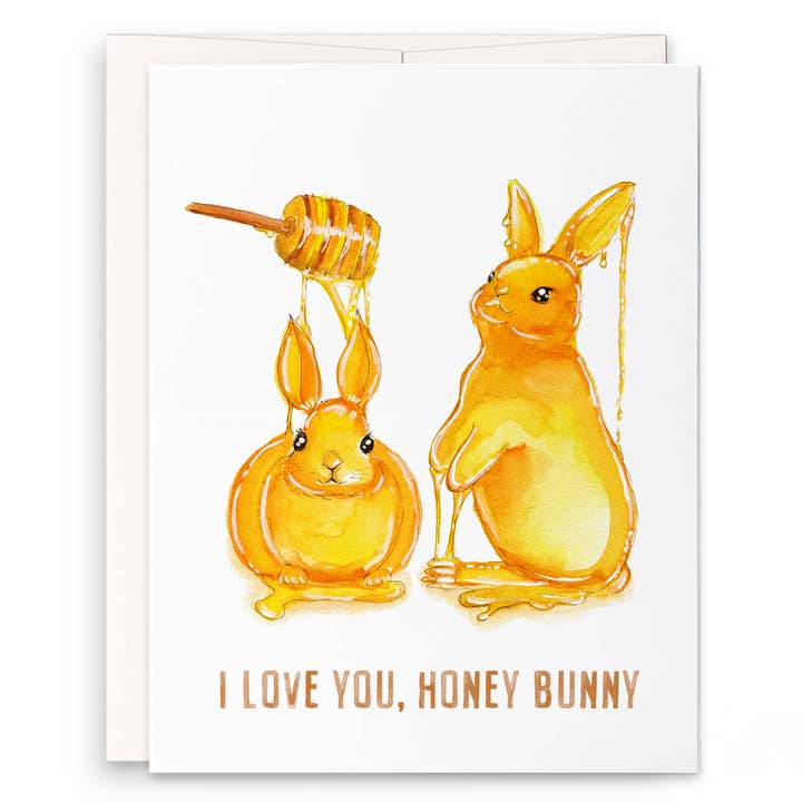 Honey Bunny Love - Funny Valentines Day Card for wholesale by Liyana Studio