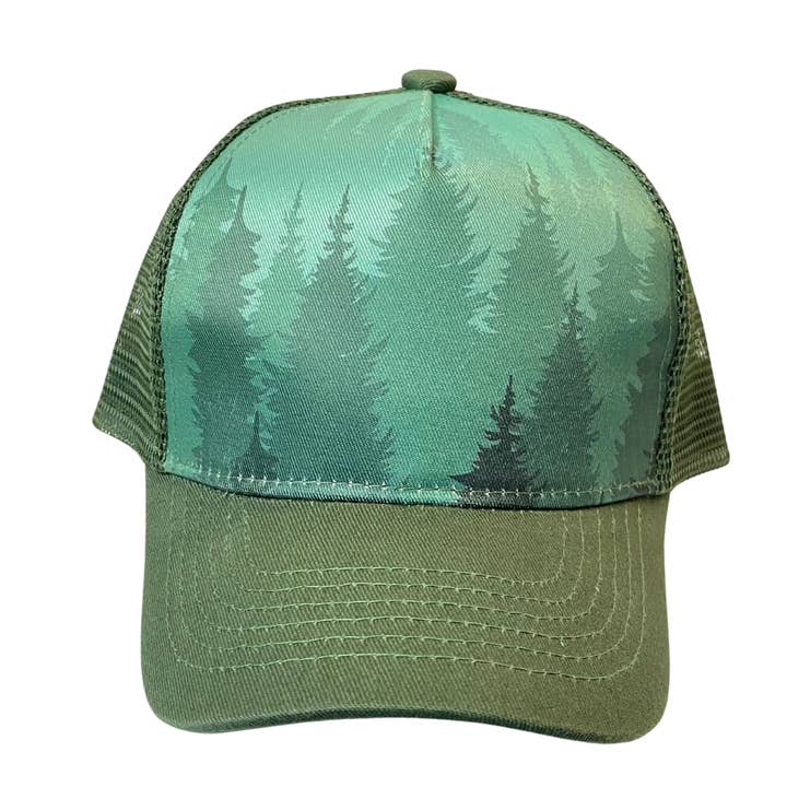 Green Trees Trucker Hat Adult for wholesale by Wild Child Hat Co