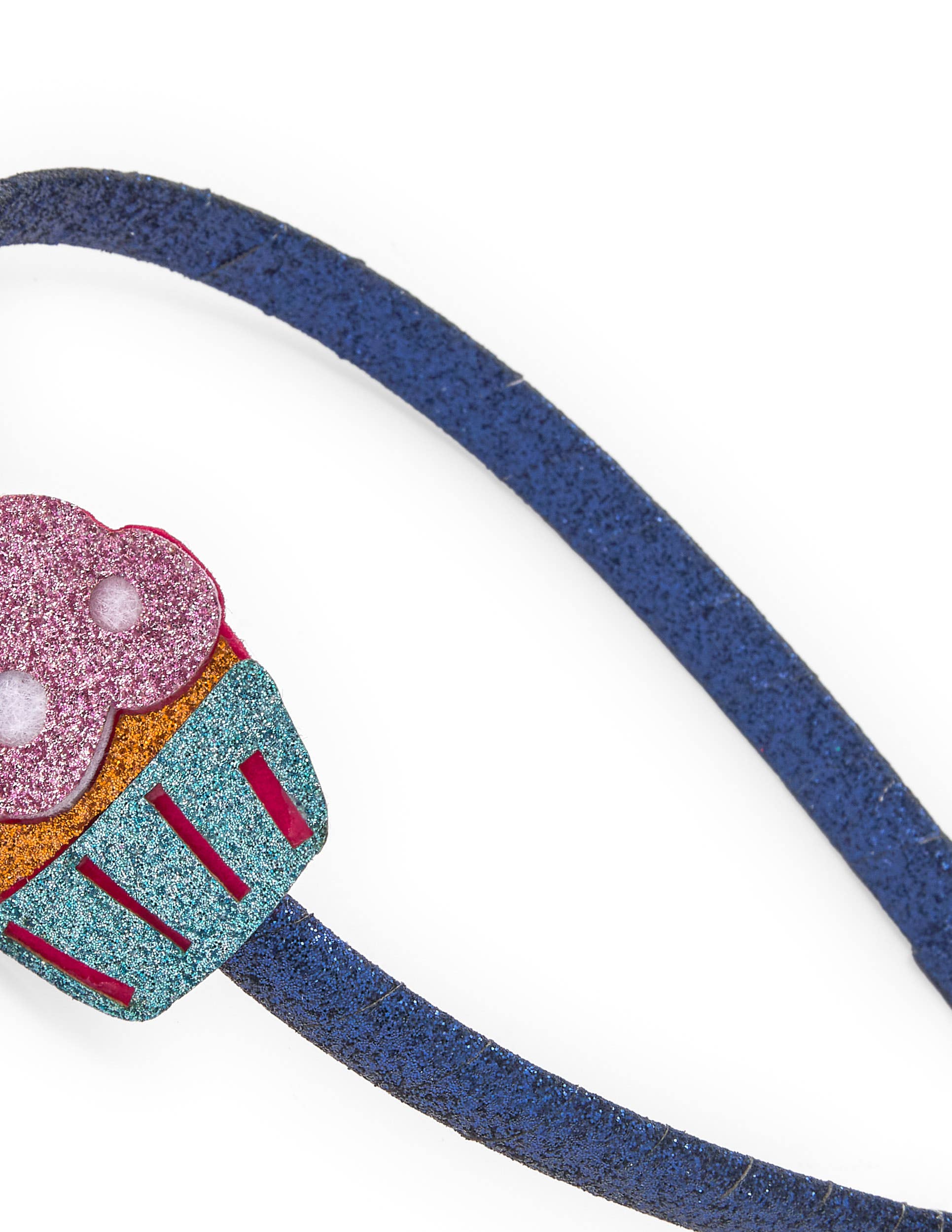 tuc tuc - Wholesale Hair Accessories Set - Kids - Girl's headband in blue with a shiny cupcake applique2