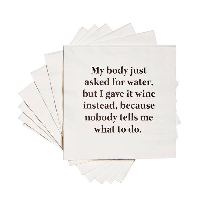 ellembee gift - Wholesale Disposable Napkin - My body asked for water funny and sassy Cocktail Napkins