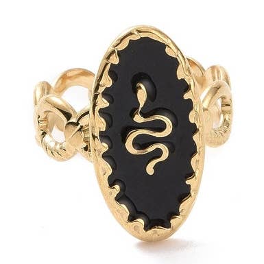 Black Oval Snake Ring for wholesale by Annie Austen | Jewelry • Accessories
