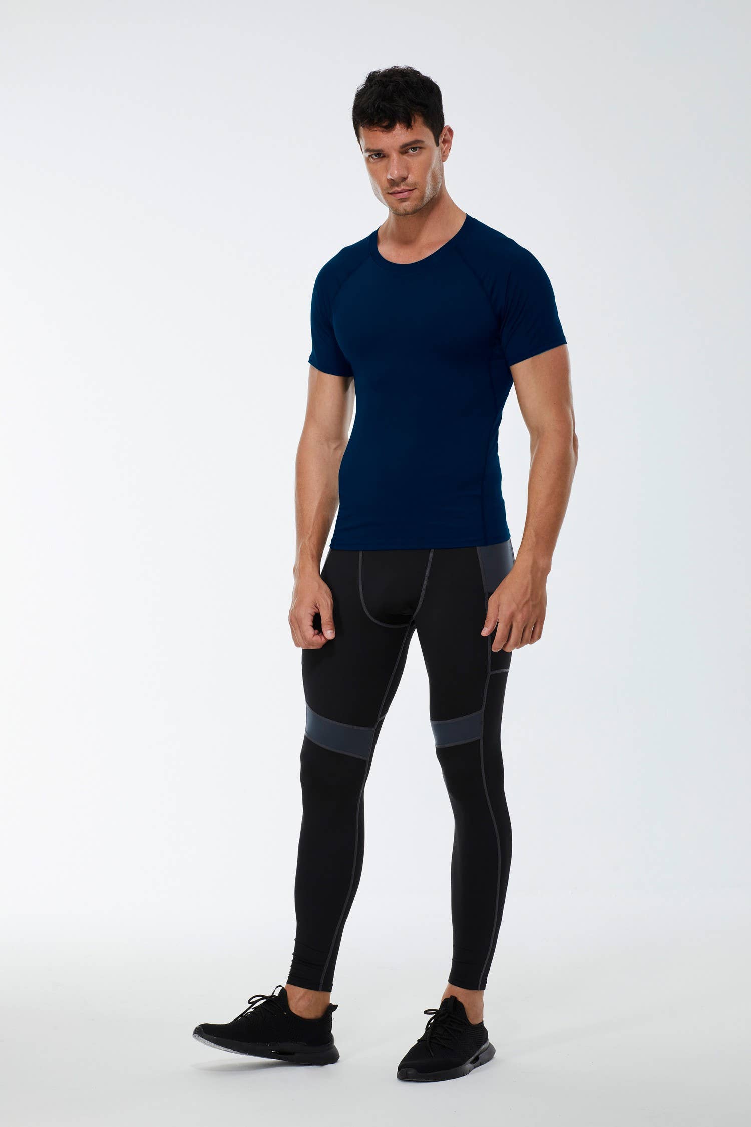 Active by Anna-Kaci - Vente Haut de sport – homme - T-shirt à manches courtes de compression en tissu stretch chiné13