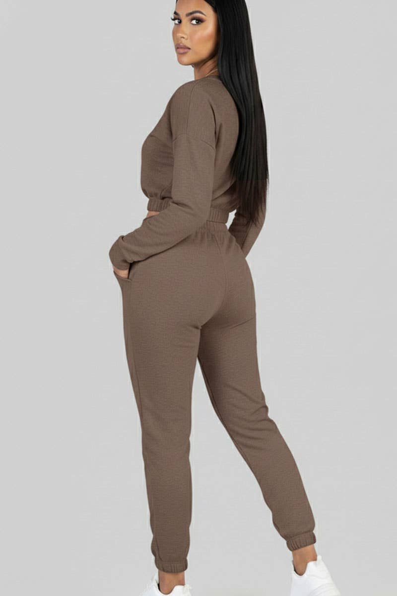 CAPELLA APPAREL - Wholesale Lounge Set - Women's - French Terry Elastic Waist Pullover & Joggers Set8