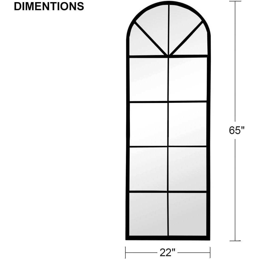 65 By 22 Inch Arched Window Pane Floor Wall Mount Mirror for wholesale on Faire2