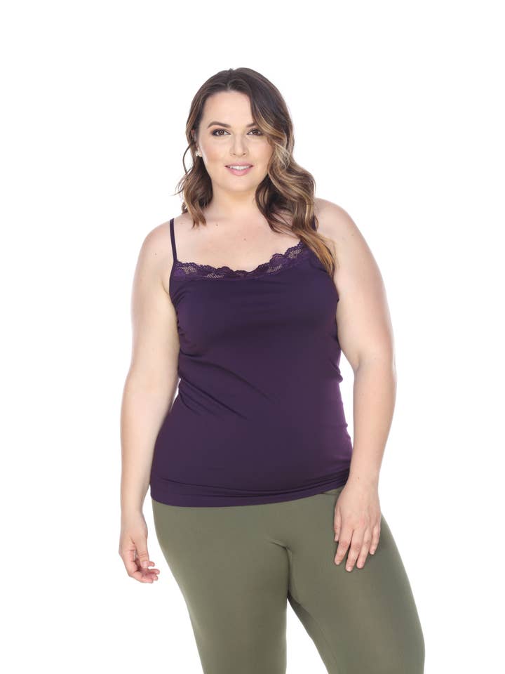 WHITE MARK - Wholesale Tank Top - Women's - Lace Trim Tank Top - Plus Size