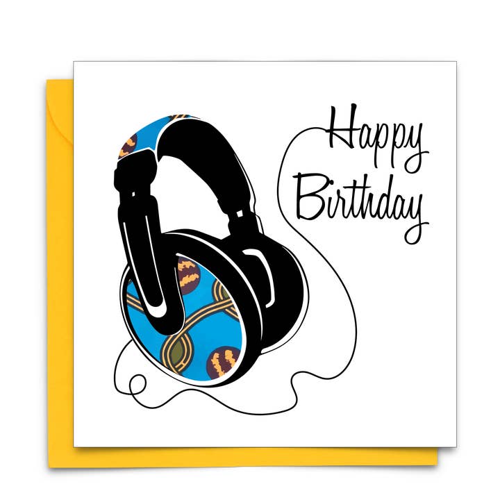 AfroTouch Design – wholesale Birthday card – Beats Afrocentric Hand-Finished Birthday Card