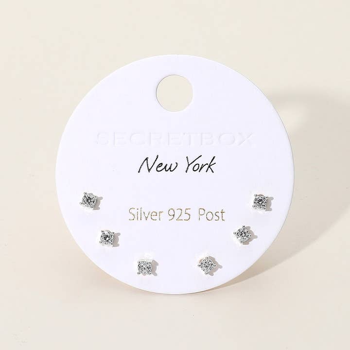SECRET BOX_Classic Round Stone Stud Earring Set for wholesale by Sensibling Corp.
