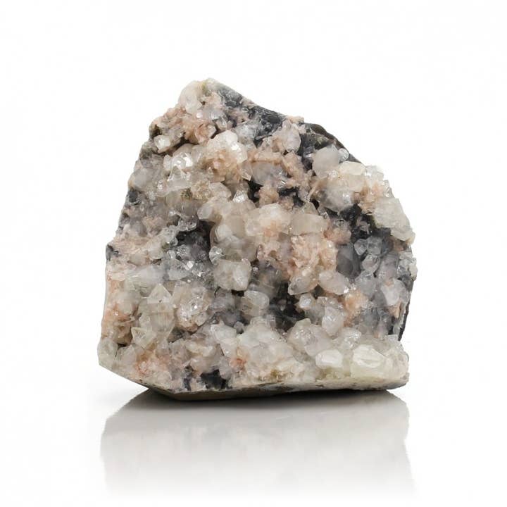 White apophyllite on chalcedony with stilbite for wholesale by UniArt