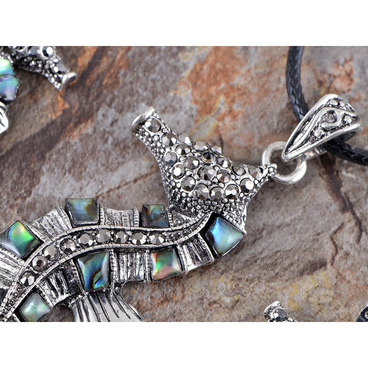 AK Brand – wholesale Smycken – Antik Abalone Pärla Sjöhäst Halsband Örhängen Set3