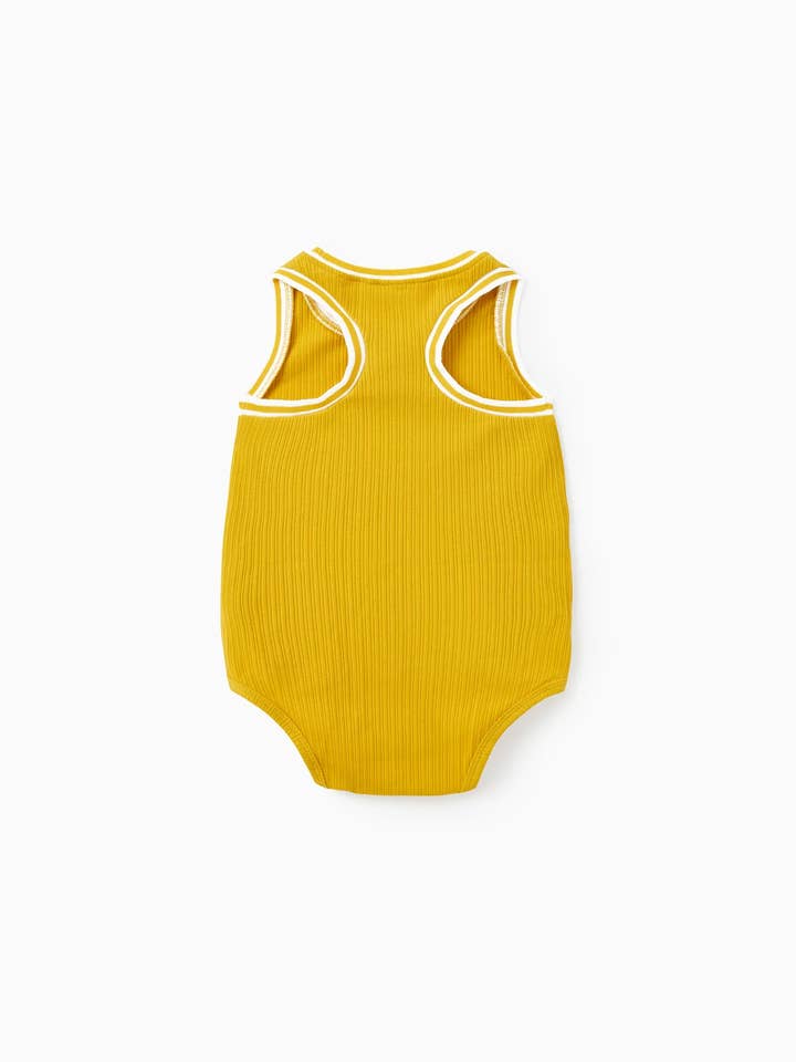 TenderYellow Baby Girl Yellow Sunshine Theme Ribbed Onesies for wholesale on Faire1
