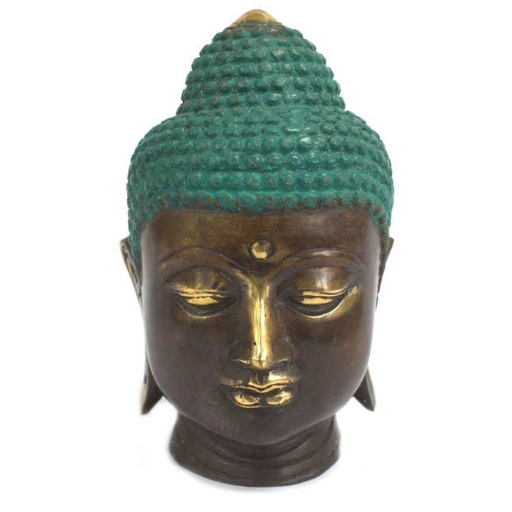 Large Classic Brass Buddha Head for wholesale by Ancient Wisdom
