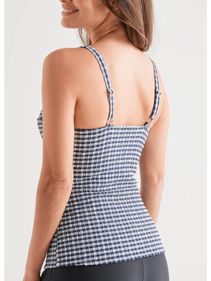 Gingham Tankini Top Navy for wholesale on Faire1
