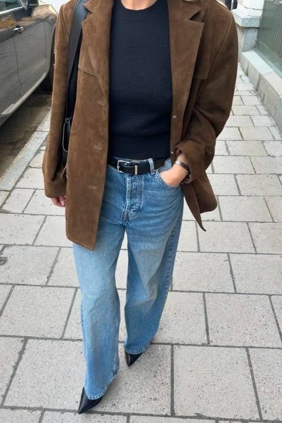 HIDDENBRAND - Wholesale Blazer - Women's - vintage oversized suede lapel blazer in brown20