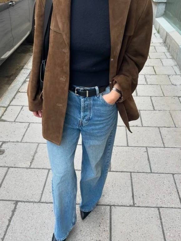 HIDDENBRAND - Wholesale Blazer - Women's - vintage oversized suede lapel blazer in brown20