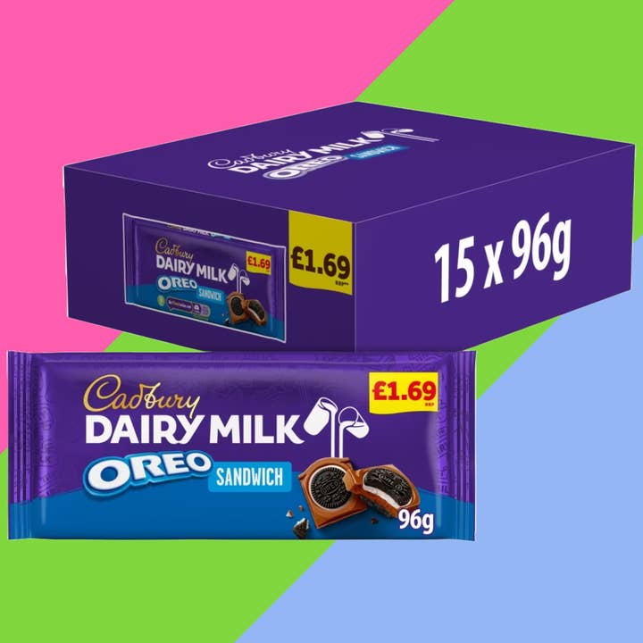 Gaffney's Sweets & Treats Wholesale – wholesale Chocolate – Cadbury Dairy Milk Oreo Sandwich Chocolate Bar 15x96g1
