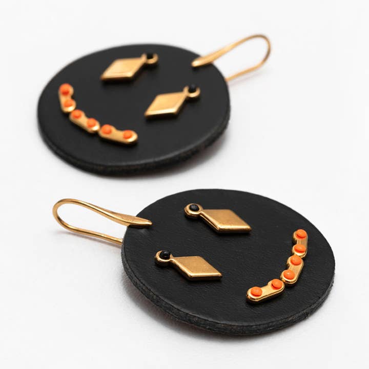 Brincos de Couro com Face de Diamante por atacado de C.KARAKALPAKI