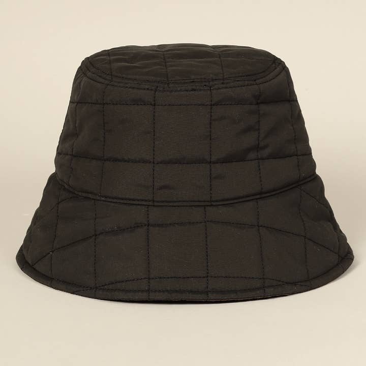 Fashion City - Wholesale Bucket hat – Women's - Plain Color Quilted Warm Bucket Hat