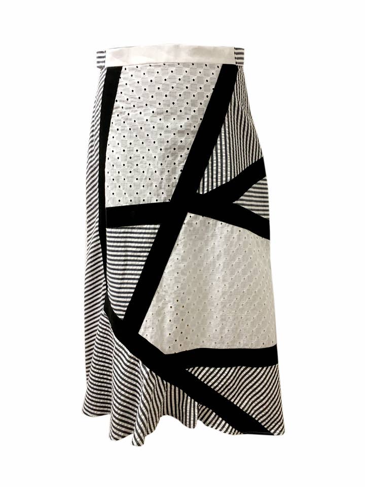 Saia de renda com emenda peplum assimétrica por atacado de JOHN ZUCCA