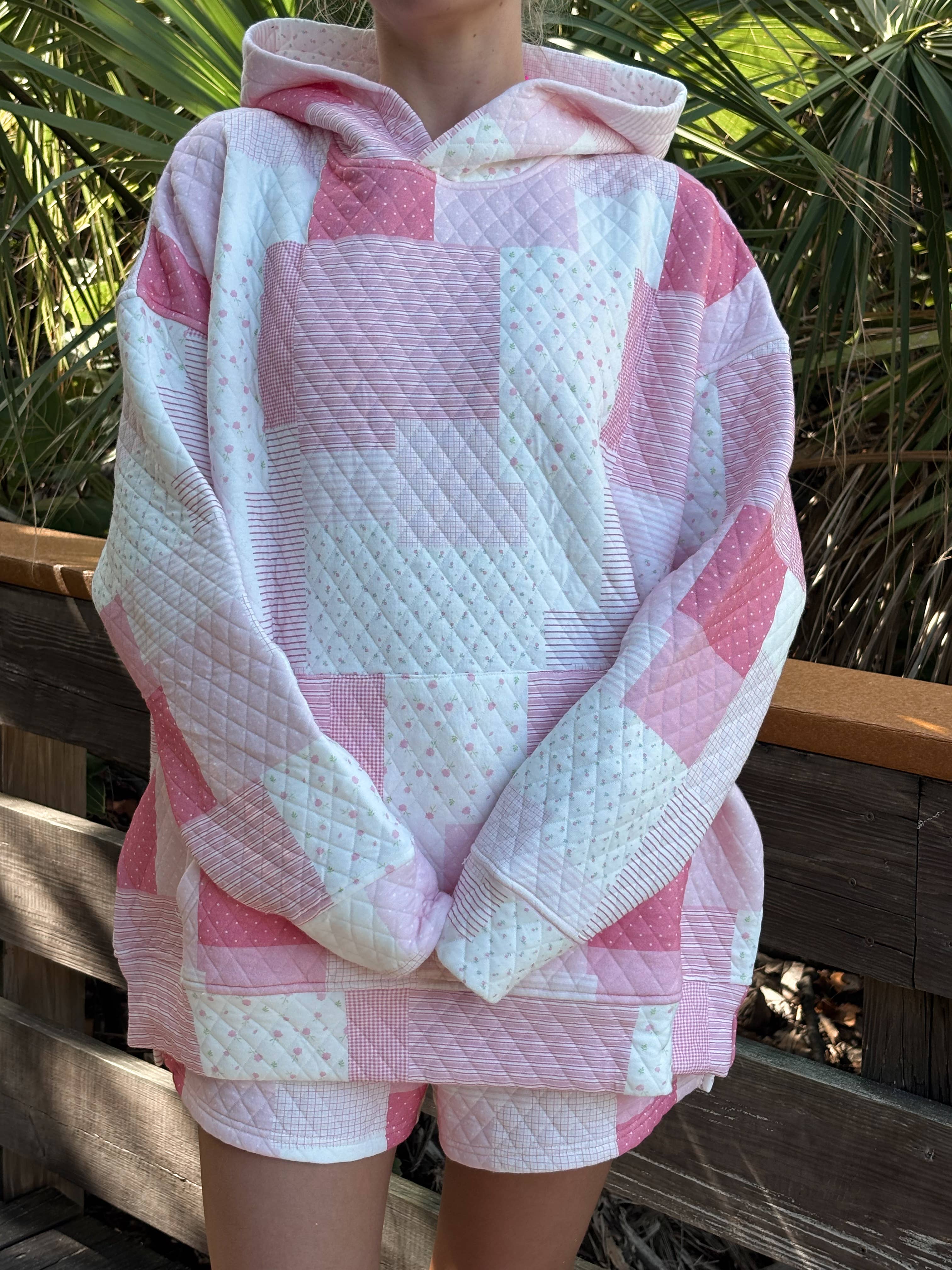 Sunkissed Coconut - Wholesale Hoodie - Women's - Margo Quilted Patchwork Hoodie8