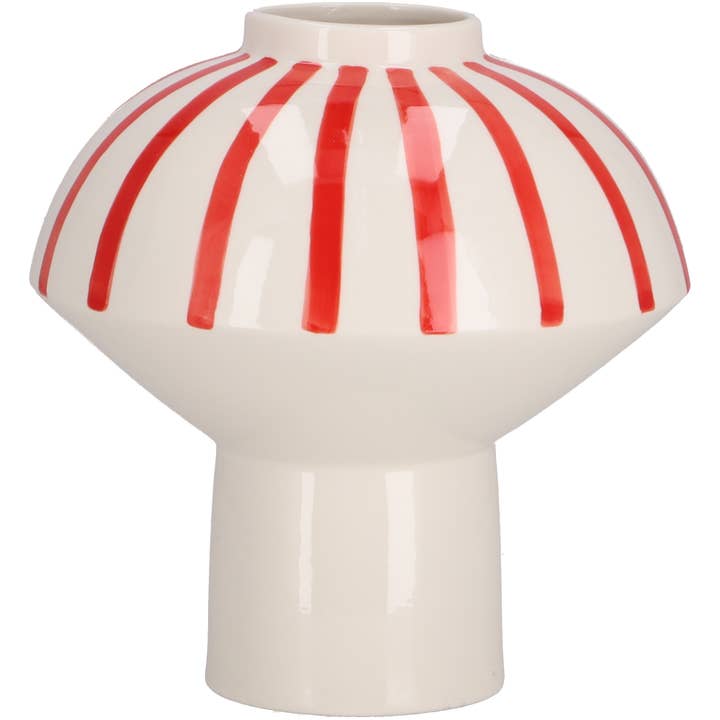 Vosteen - Wholesale Vase - Ceramic Vase Finley Bulbous, D21cm, H22cm, Red Gla