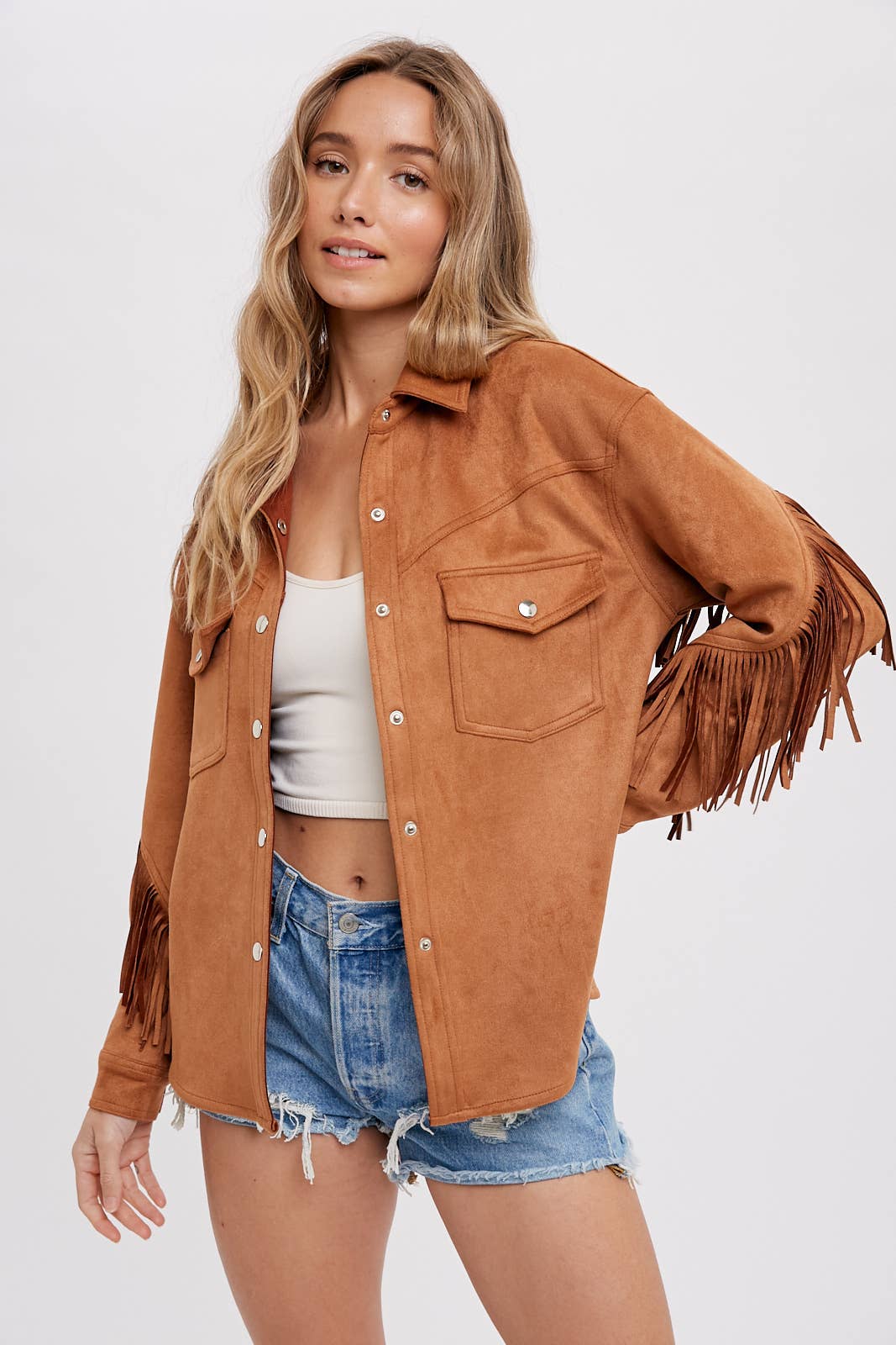 Bluivy - Wholesale Shirt Jacket/Shacket - Women's - VEGAN SUEDE FRINGED SHACKET14
