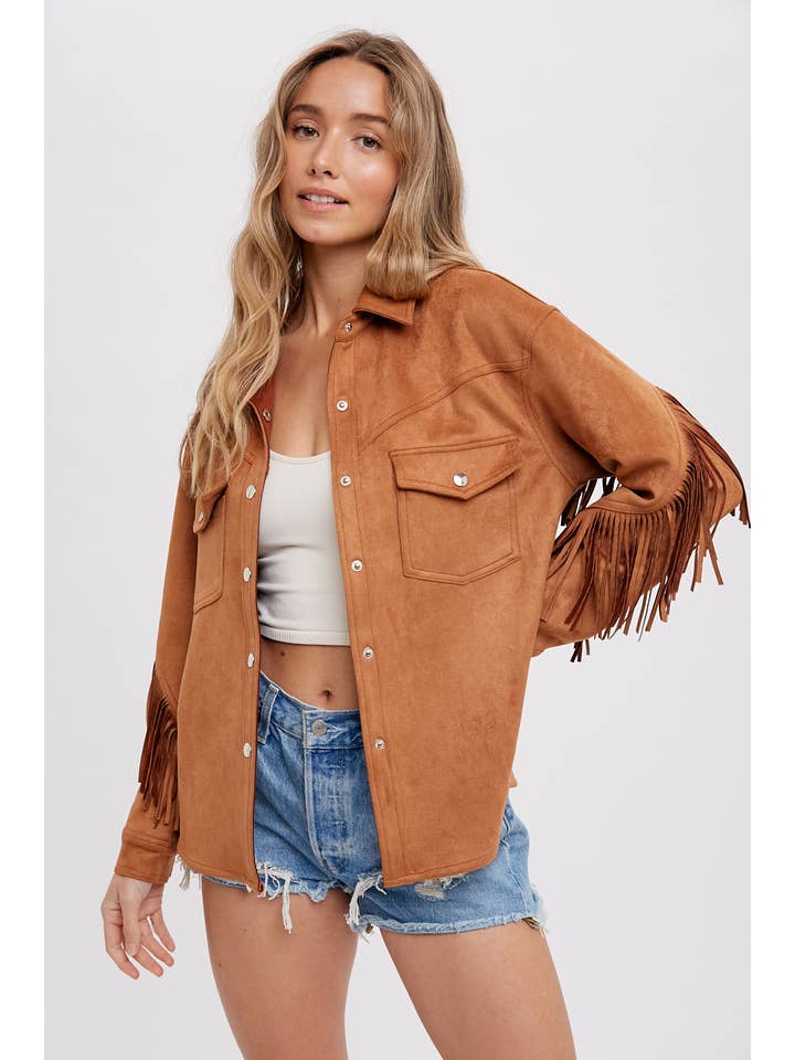 Bluivy - Wholesale Shirt Jacket/Shacket - Women's - VEGAN SUEDE FRINGED SHACKET14