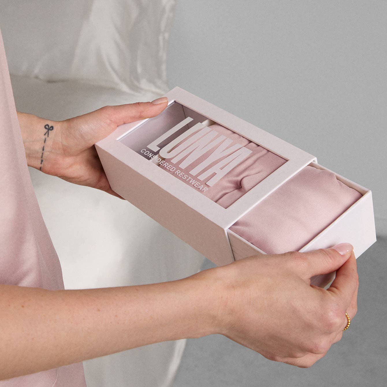 Delicate Pink Washable Silk Sleep Mask for wholesale on Faire2