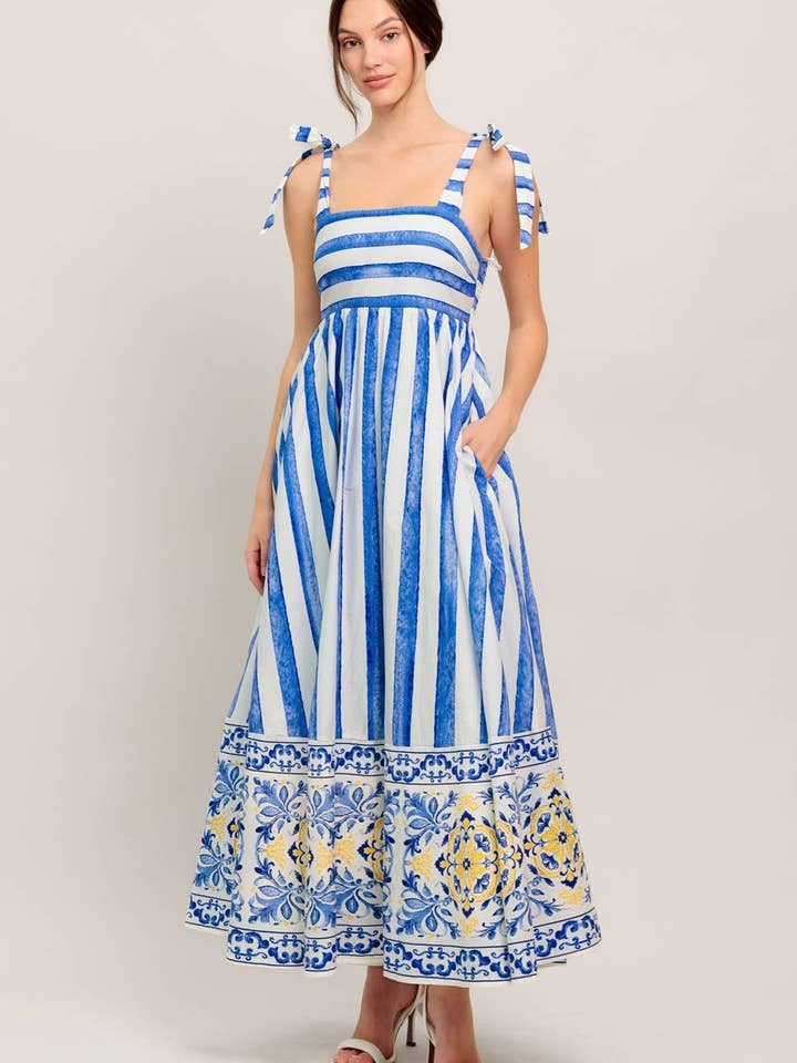 Une robe midi tissée imprimée - ID23265 pour la vente par FLYING TOMATO