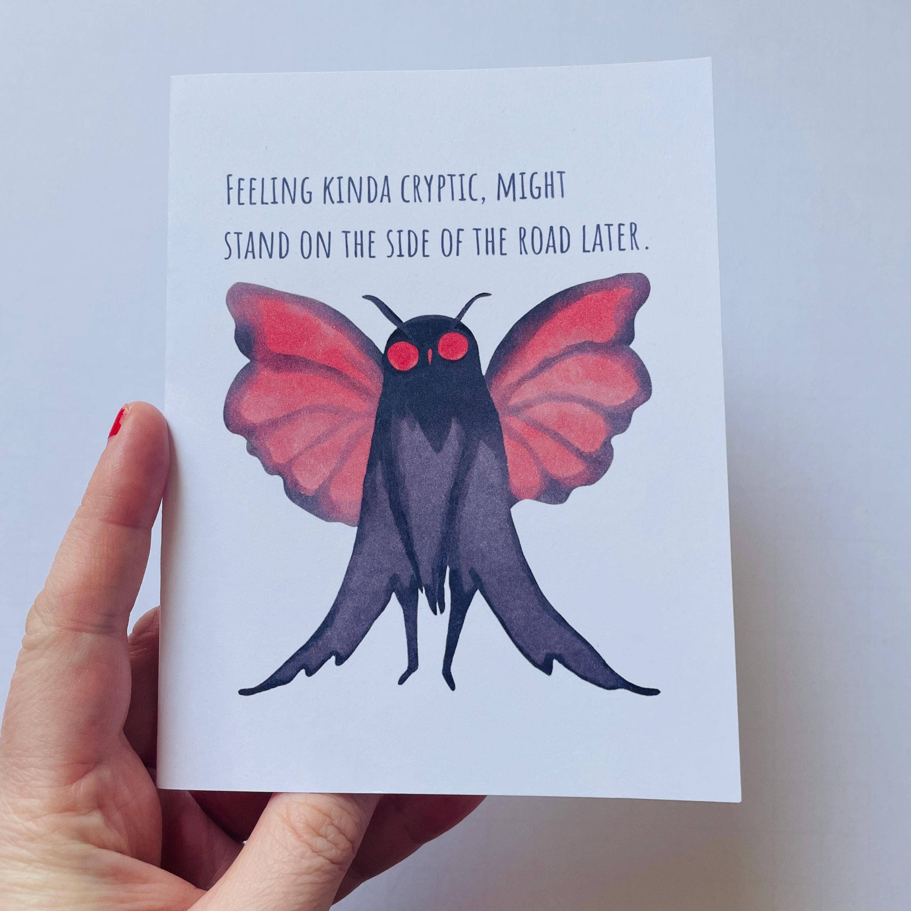 Cryptic Paper Co. - Wholesale Everyday Greeting Card - Mothman Cryptic Humor Card For Any Occasion1