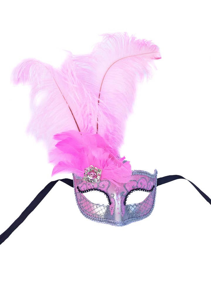 Mardi Gras Creations - Wholesale Costume - Women's - Anarkali Mask With Eye Detail And Feathers2