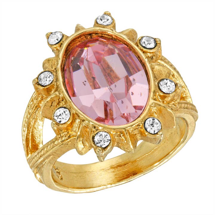 1928 Jewelry Sunburst Oval Light Pink Swarovski Element Ring for wholesale by 1928 Jewelry